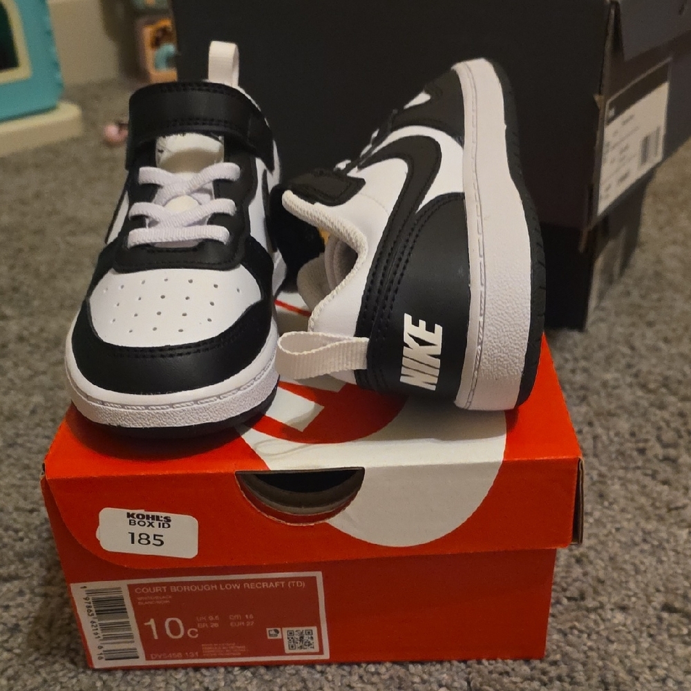 Nike Kids Black and White Court Sneakers
